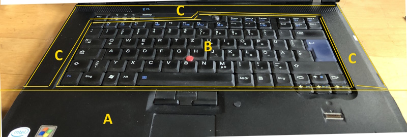 T61 Handauflage, Keyboard, Rahmen