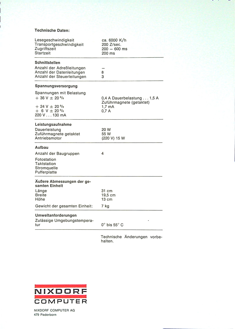 Lochkartenleser 20031