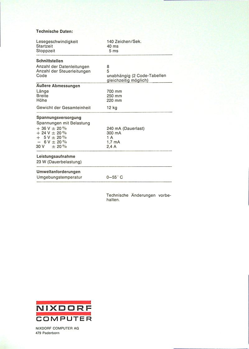 Lochstreifenleser LSL 20035