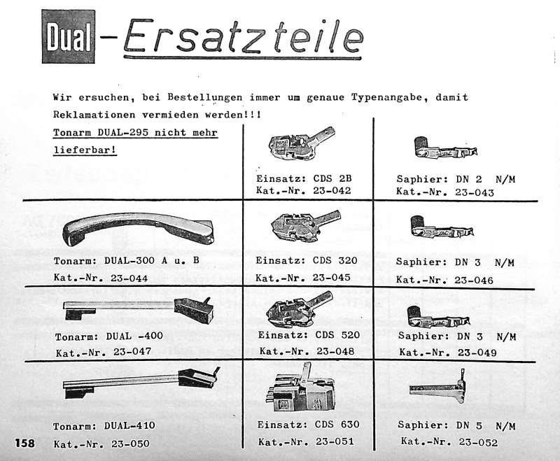 Dual Tonarme, Systeme und Nadeln.