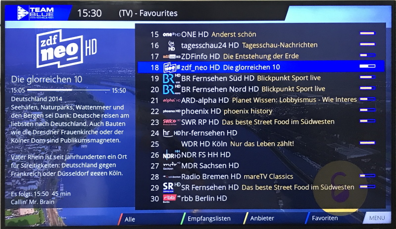 TV mit Senderliste