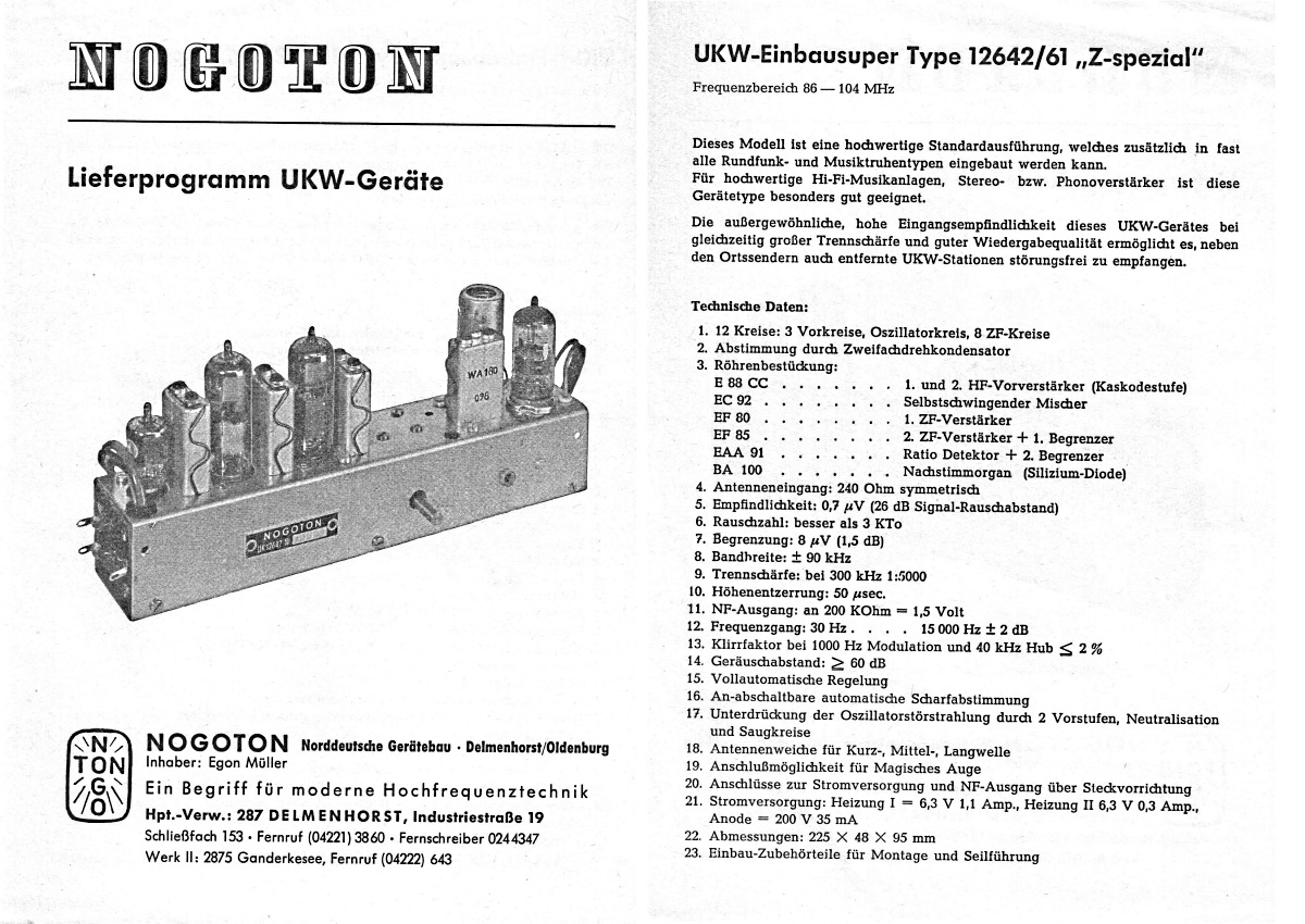 Nogoton 1961 Lieferprogramm Seite 1-2